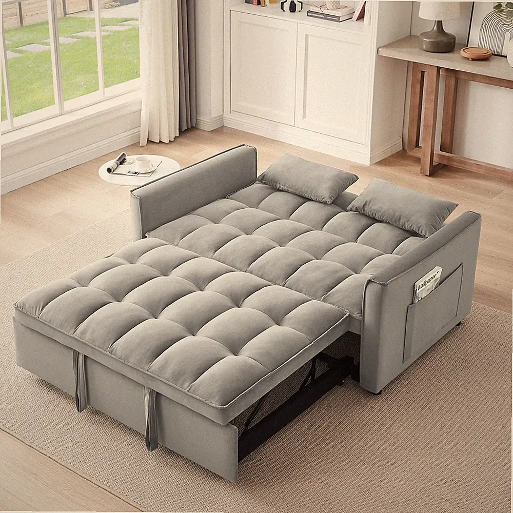 3 in 1 Convertible Sofa Bed Velvet Loveseat Pull Out Sofa Bed Sleeper Sofa Couch