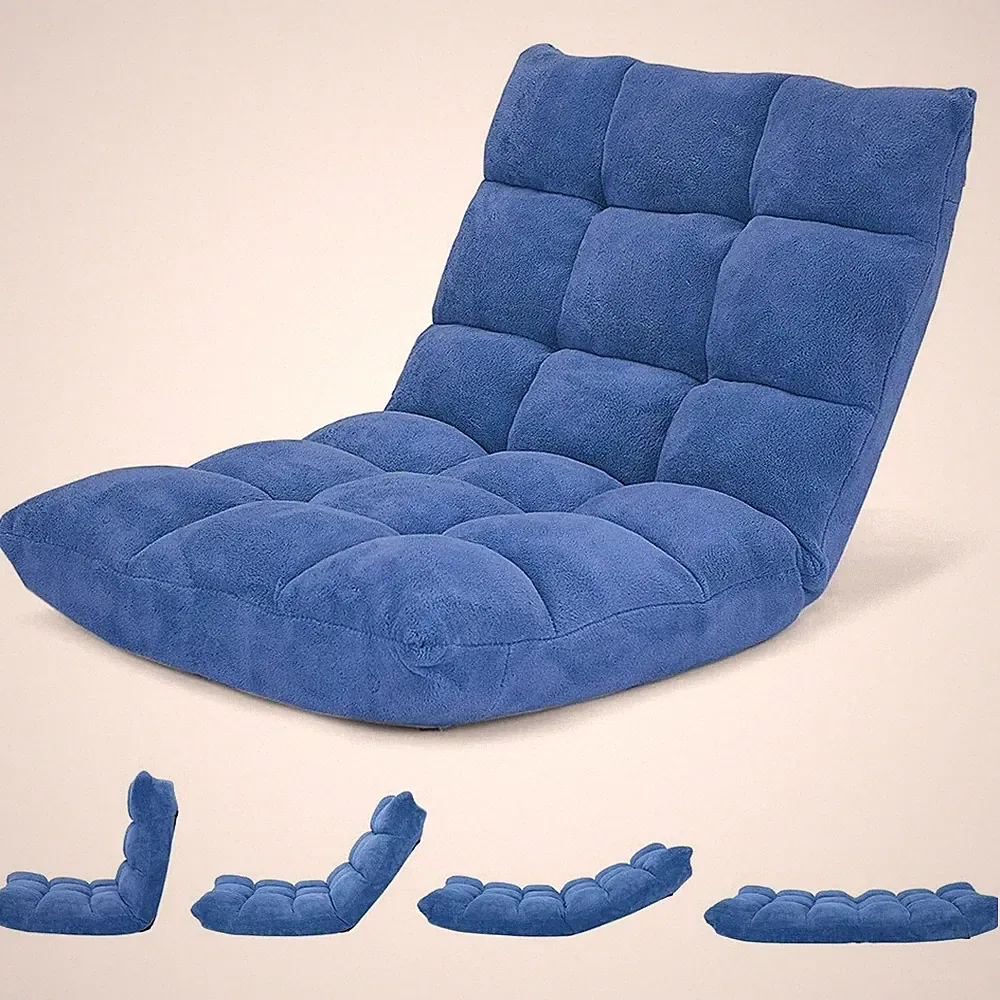 Blue Floor Chair Adjustable Gaming Sofa Reading Kid Gift Bed Living Room Seat