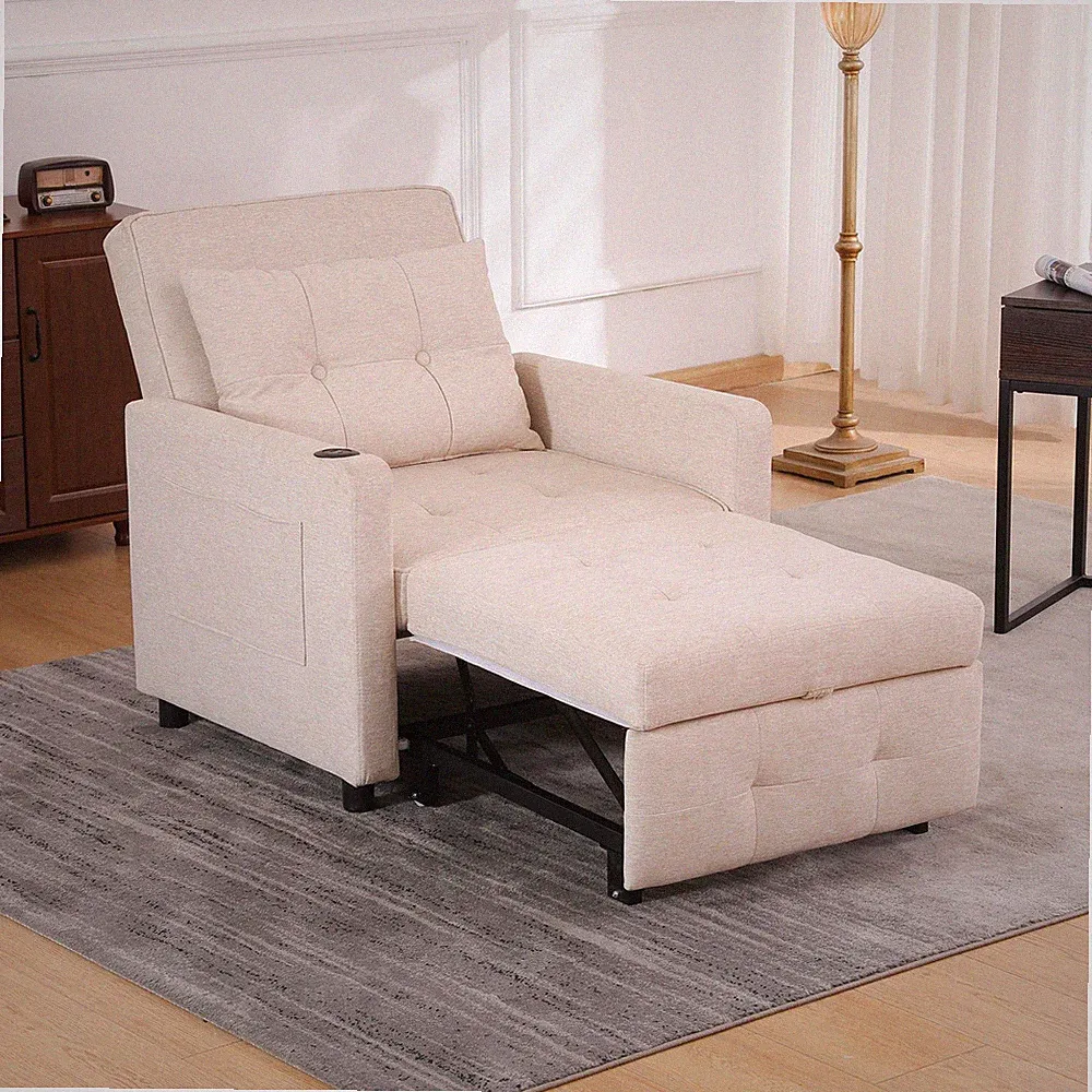 Sofa Bed Chair 3-in-1 Convertible Chair Lounger Sleeper Chair Single Recliner