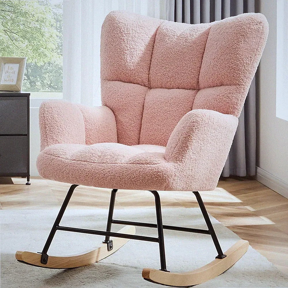 Teddy Rocking Chair Nursery Upholstered Glider Rocker Recliner Armchair for Baby